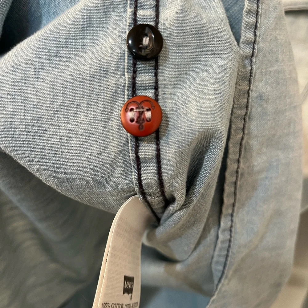 Levi’s Men’s Chambray Button Down Shirt Workwear‎ Anchor Cuff Buttons Size L